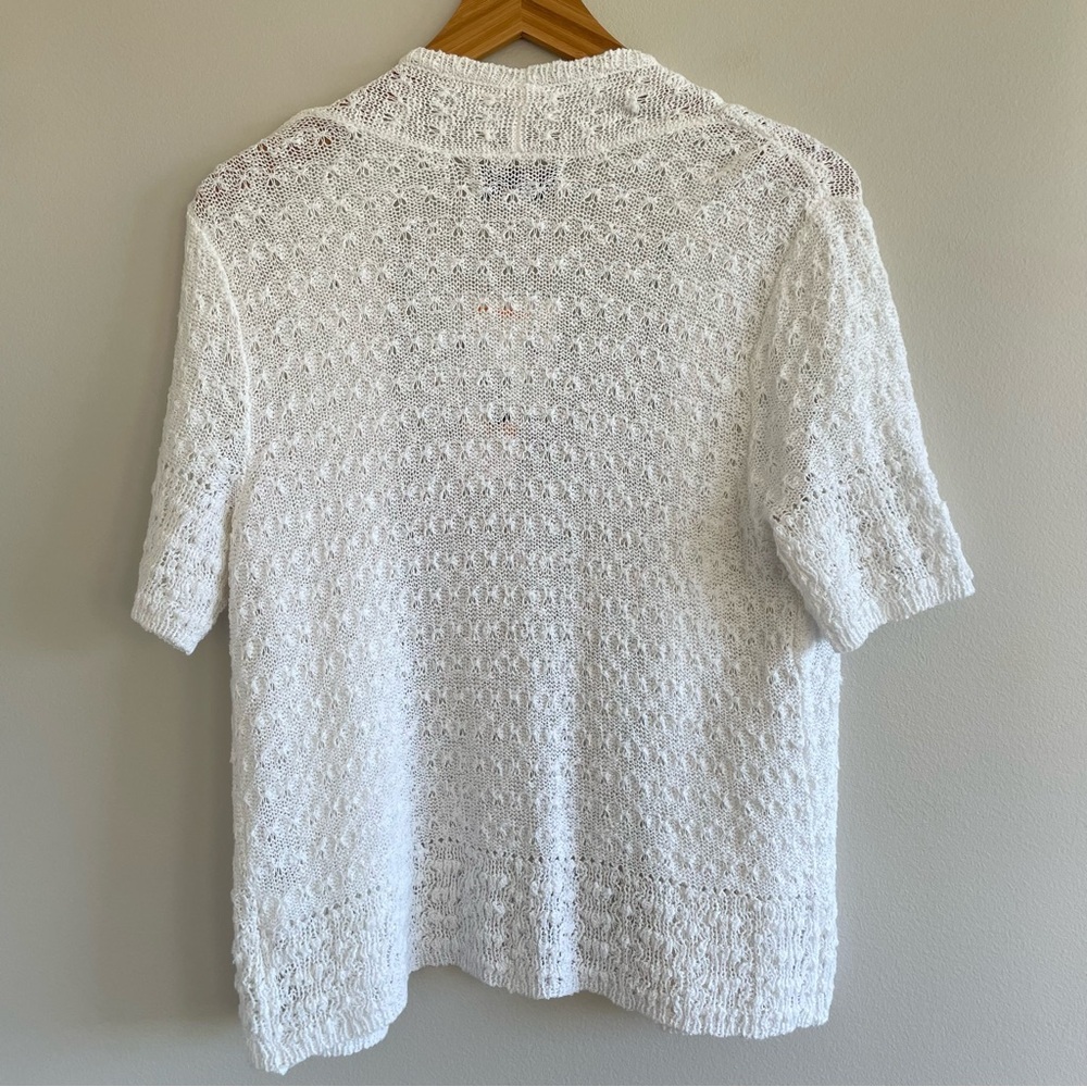 Jones New York Women's Short Sleeve Open Front White Sweater Size PS - Picture 2 of 10